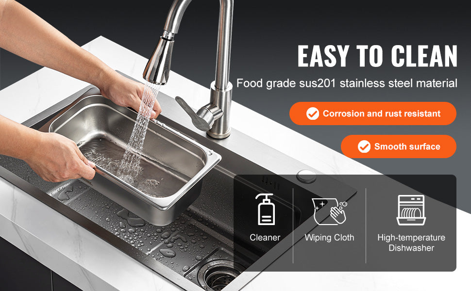 VEVOR 8 Pack Buffet Chafing Dishes 5.93L Gastronorm Pans Steam Table Pans Tray  with Lid 6-Inch Deep Catering Food Pan