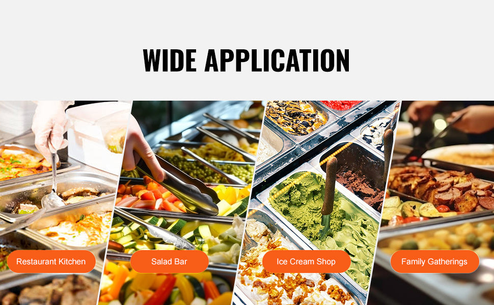 VEVOR 8 Pack Buffet Chafing Dishes 5.93L Gastronorm Pans Steam Table Pans Tray  with Lid 6-Inch Deep Catering Food Pan